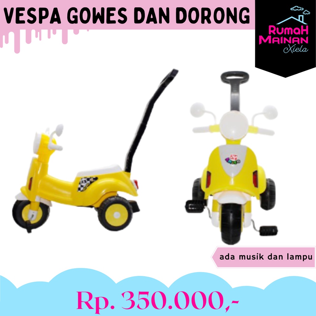 VESPA GOWES DAN DORONG - SEPEDA VESPA DUDUK ANAK - 2029