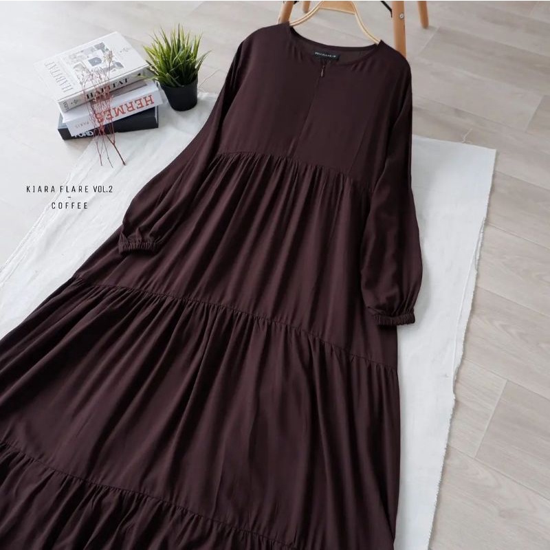 Kiara Basic Flare GAMIS DEWASA HOME DRESS BASIC RAYON TWILL UNIQLO POLOS ADEM