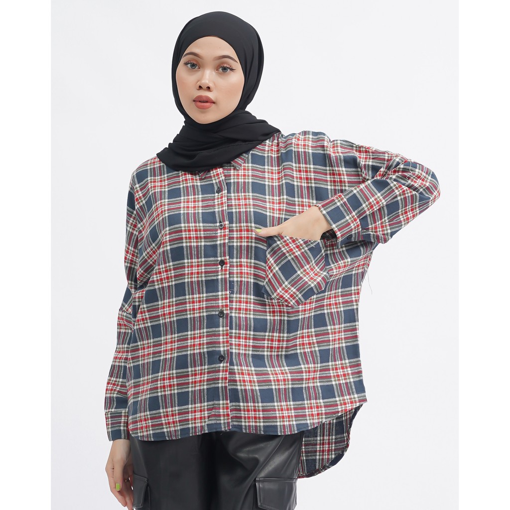 KEMEJA BOYFRIEND KOREA OVERSIZE OMBRE FLANEL PREMIUM SHIRT B341-Motif 9