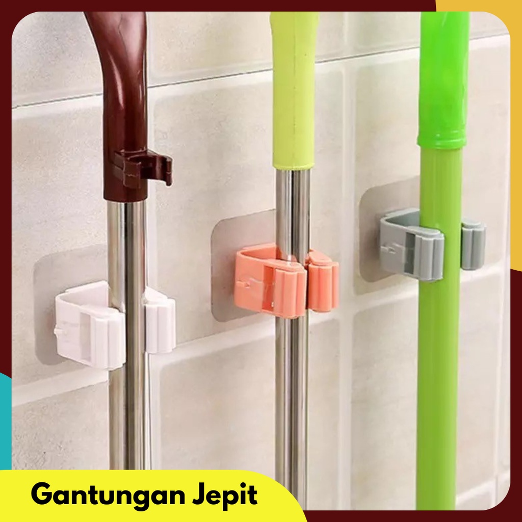 Gantungan Jepit Sapu Pel Tempel - Rak Gantung Sapu Pel Mop Holder