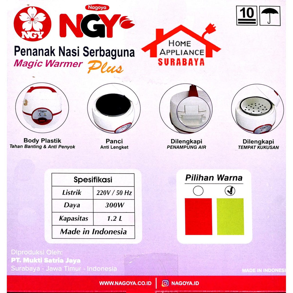 Rice Cooker Magic Com Penanak Nasi Nagoya 1.2 Liter MG-88 MG88 MG 88