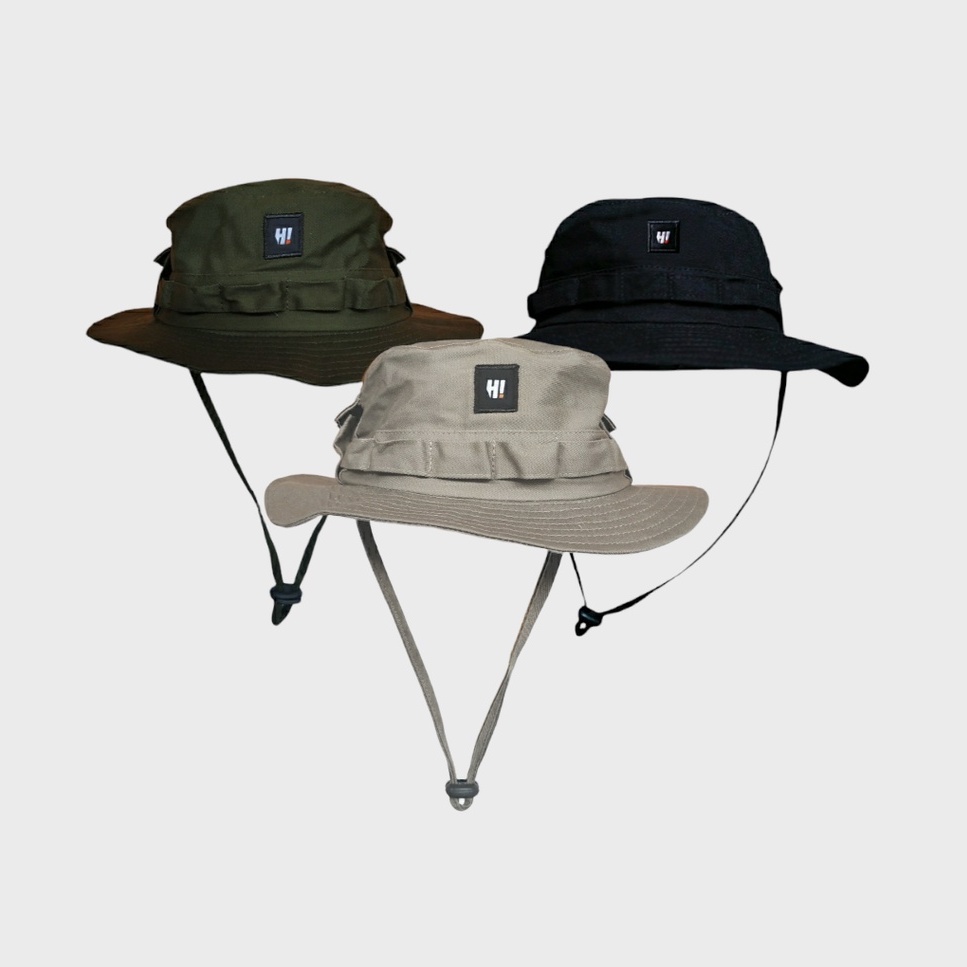 Highmaker - Jungle Hat - Bucket - Topi Rimba - Black - Cream Mocca - Army