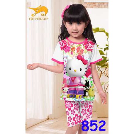 setelan anak motif hello kitty J2 SHORT 852 BIG fashion anak perempuan motif hello kitty