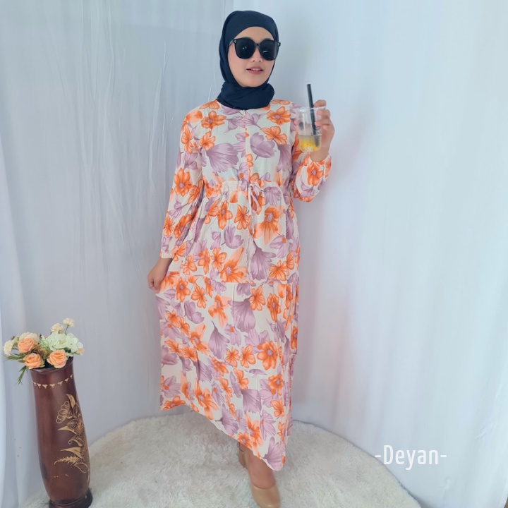 DEYAN - Rossida dress // gamis katun rayon motif-2