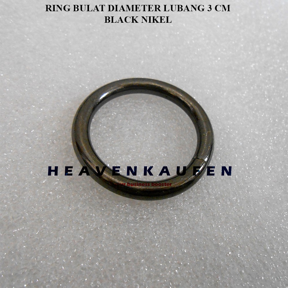 Ring Bulat / Ring O Diameter Lubang 3 cm Warna Black Nikel Tebal 4,5 mm