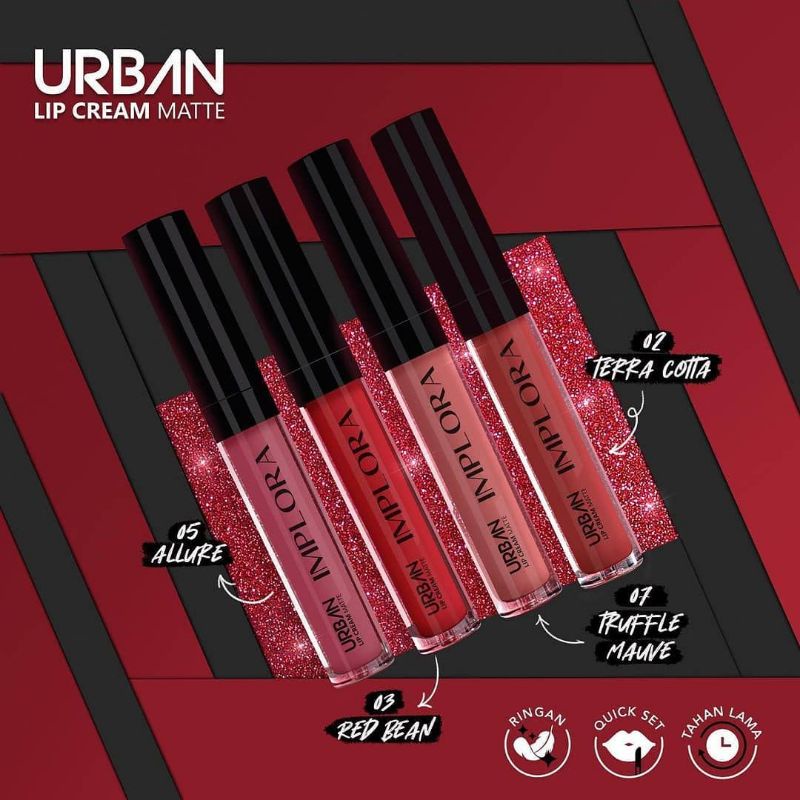 Implora Lipstik Lip cream Gincu Urban Matte SHADE LENGKAP 1 SAMPAI 20