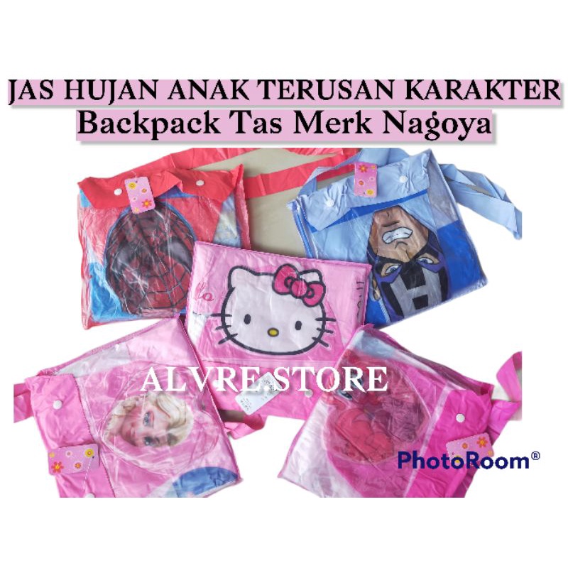 Jas Hujan Anak Karakter TERUSAN Lucu Backpack Tas - Mantel Mantol Anak Laki-Laki &amp; Perempuan