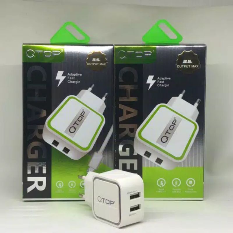 BATOK CASAN 2 OUTPUT KEPALA CHARGER QTOP BATOK CASAN 3 USB 3,1A 1USB 2USB 4USB QTOP BRAND ORIGINAL KUALITS BAGUS