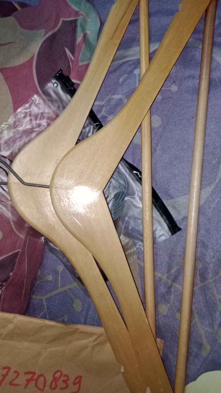 Hanger Kayu Palang Dewasa (wood) Warna Natural Gantungan Baju