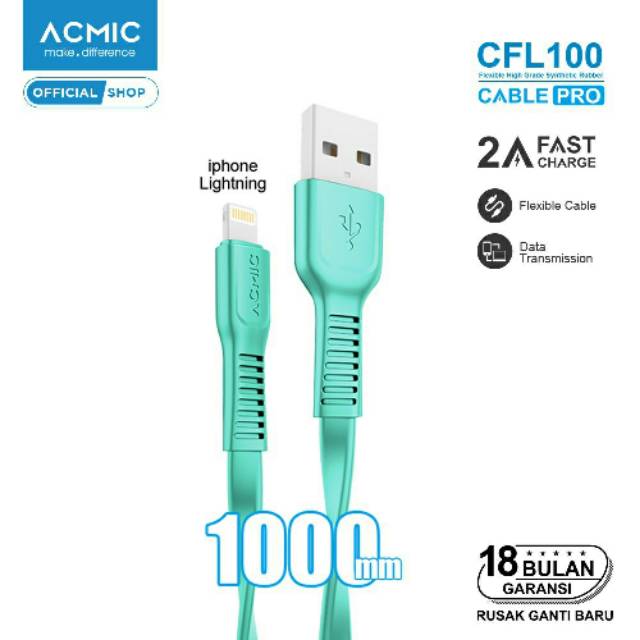 Kabel acmic iphone lightning fast garansi 18 bulan cable data charger casan cesan  flash fast quick