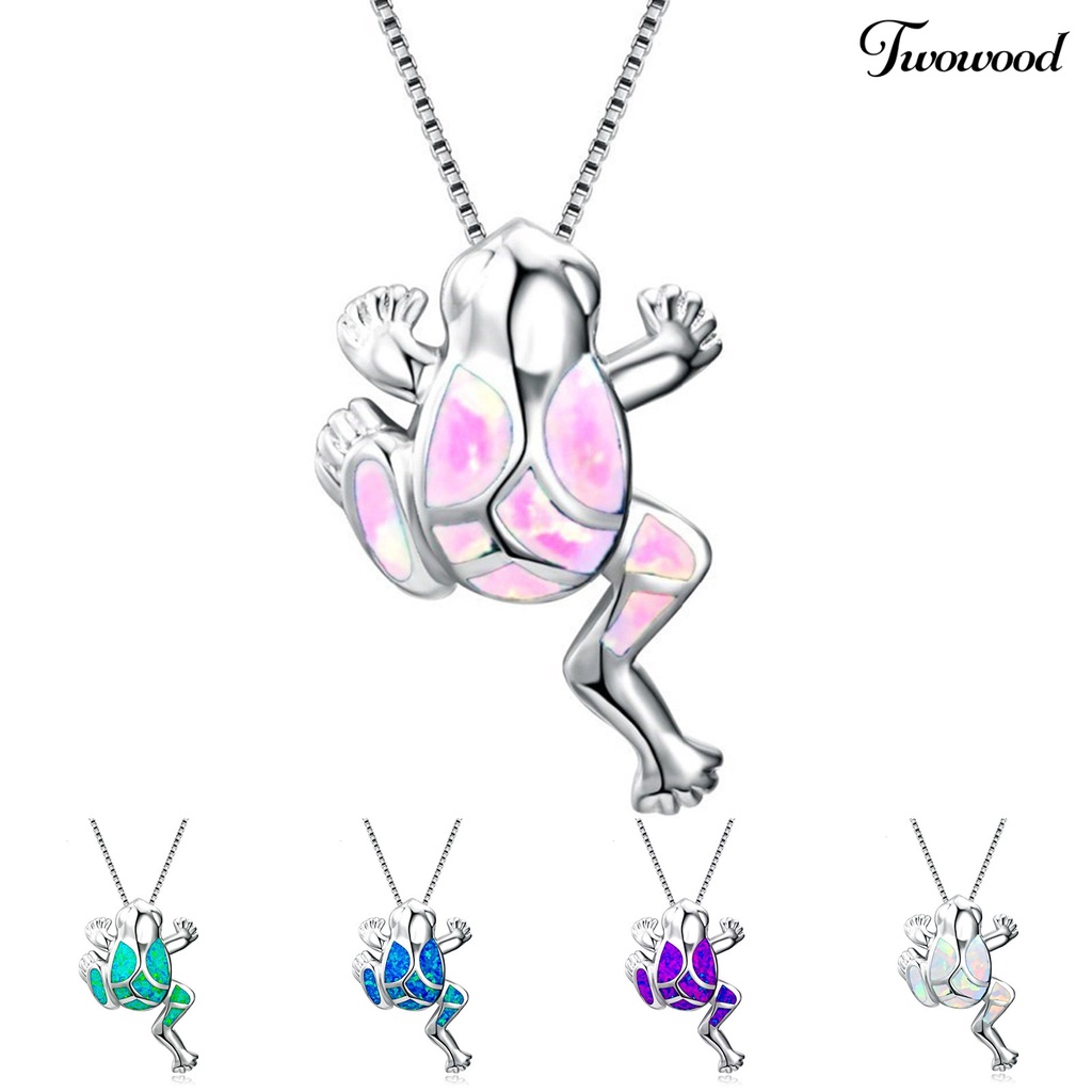 Twowood Women Necklace Frog Faux Gem Jewelry Lightweight All Match Long Lasting Pendant Necklace for Party