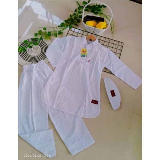 Setelan Baju Koko Putih Anak Laki² A&J Premium