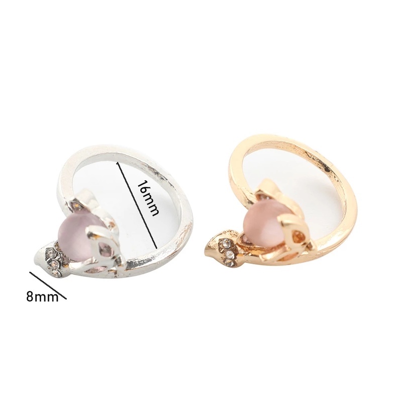 Creative Mink Shape Rhinestone Inlay Alloy Rings/ Cute Animal Modeling Adjustable Opening Finger Ring