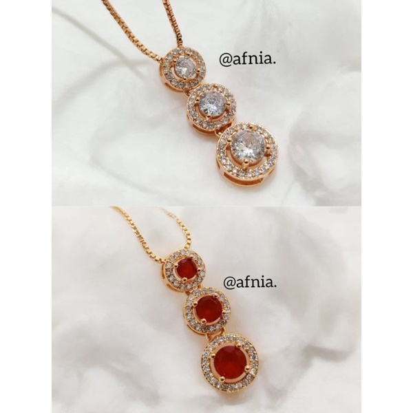 Kalung Susun Tiga Permata Lapis Emas