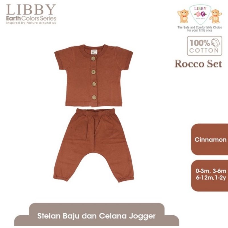 Libby Earth Colors Rocco Set Baju Lengan Pendek Celana Panjang/Pakaian Bayi Anak Libby