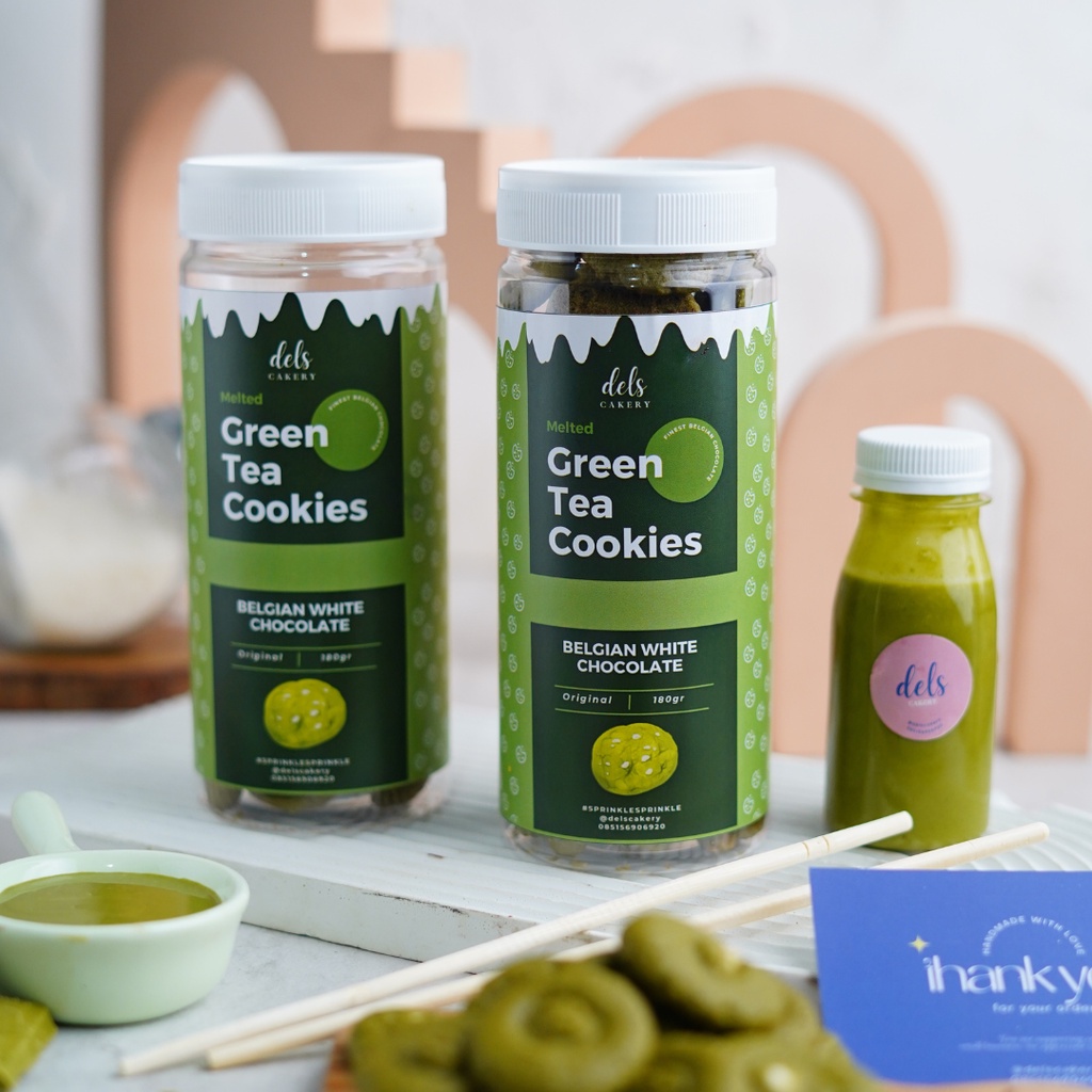 

MELTED COOKIES GREEN TEA COOKIES WITH MELTED BELGIAN WHITE CHOCOLATE