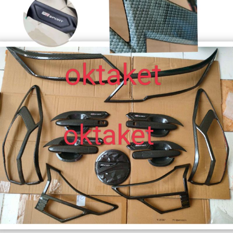 paket lengkap garnish depan belakang outer handle tank cover all new Rush Terios 2018 2020 2021 2022 Full Gr Sport carbon