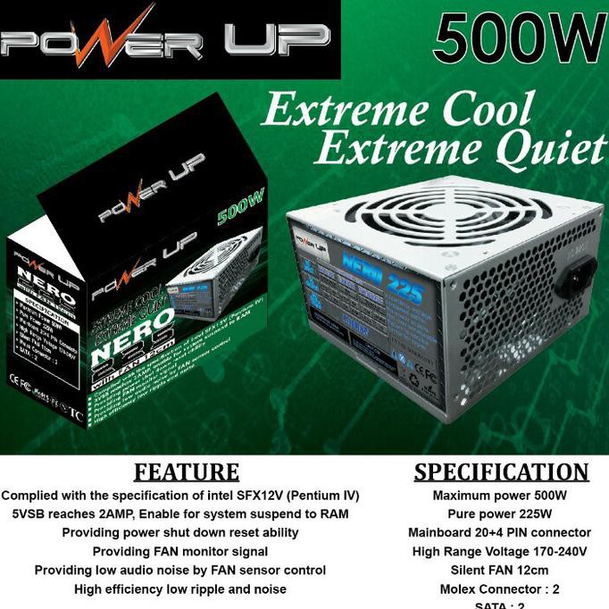 power up 500w, psu 500watt, power supply komputer 500w standard