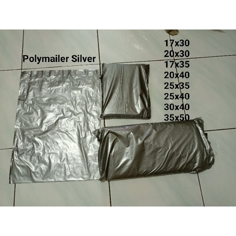 Plastik Polymailer packing online shop, polimailer Hitam Silver 17x30