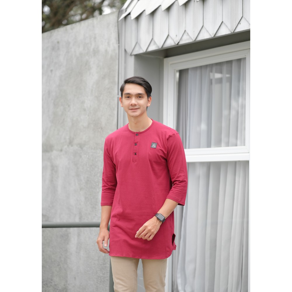 Baju Muslim Pria / Baju Koko Pria Dewasa / Baju Kurta Kasual Muslim - Soleh Ali Maroon