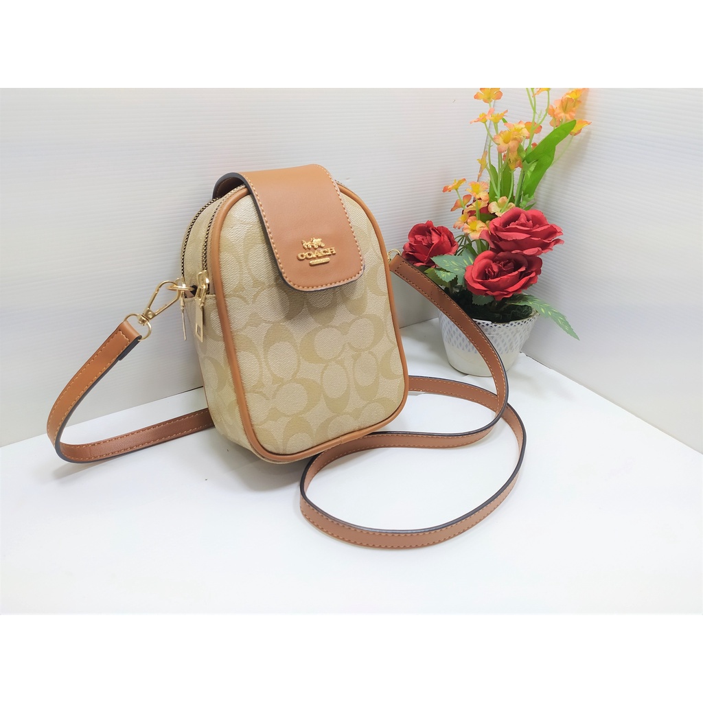 Tas slempang HP wanita/ Tas slingbag handphone khaki in black crossbody