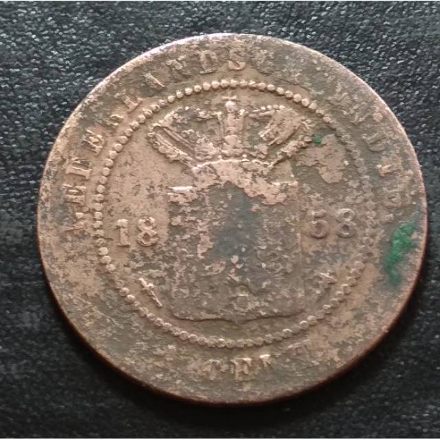 #40 Uang Kuno 1 Cent Nederland Indie Tahun 1858 Korosi