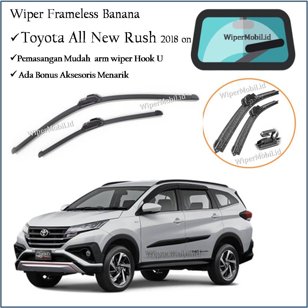 Wiper Frameless Kaca Mobil Toyota All New Rush 2018 2019 2020 2021 2022