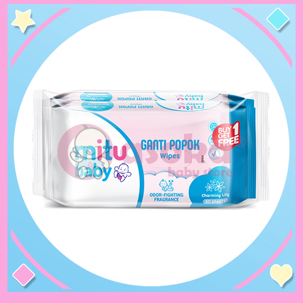 Mitu Baby Wipes Fresh n Clean BLue 50'S Beli 1 Free 1 ASOKA