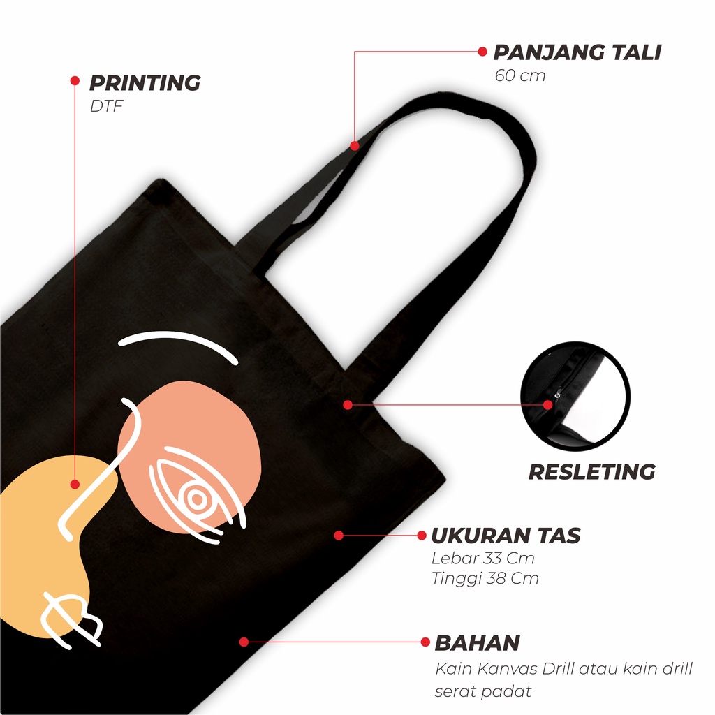 Sevine Totebag Wanita Fashion Tas Tote Bag Resleting Laptop Motif Line art Hijab Black Series - WHF1