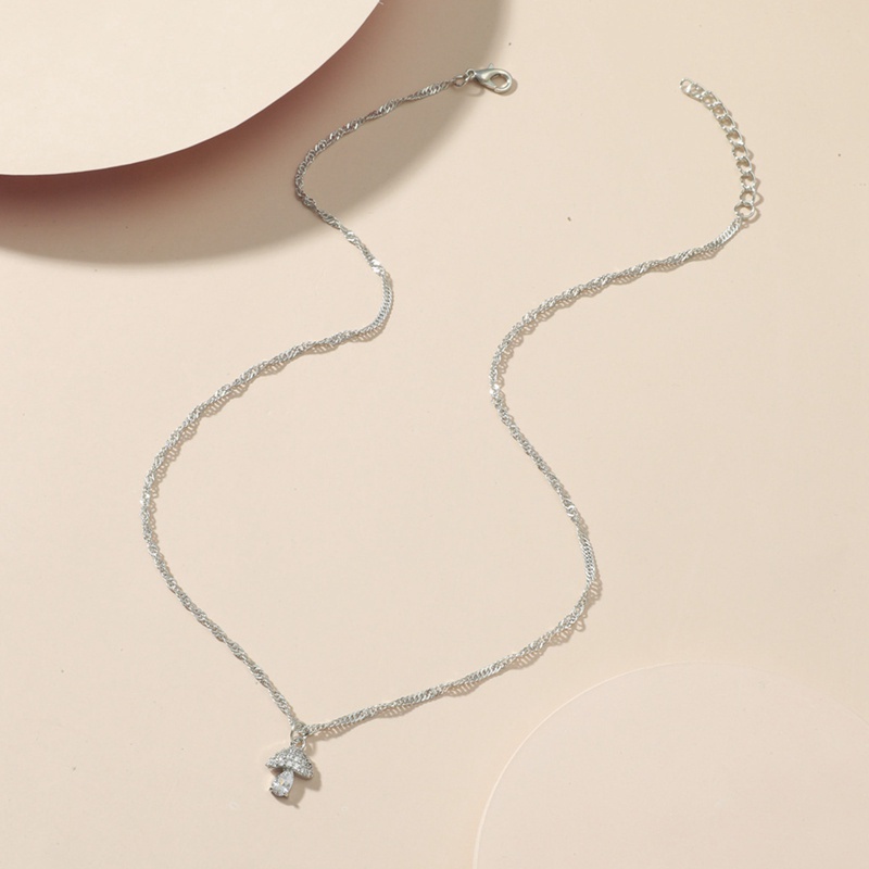 New 925 Sterling Silver Mushroom Shape Clear CZ Link Chain Necklace For Women Statement Necklace Wedding Femme Jewelry