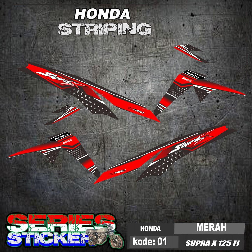 (cod) Striping SUPRA X 125 FI  -  STICKER SUPRA X 125 FI  kode 001 - desain racing