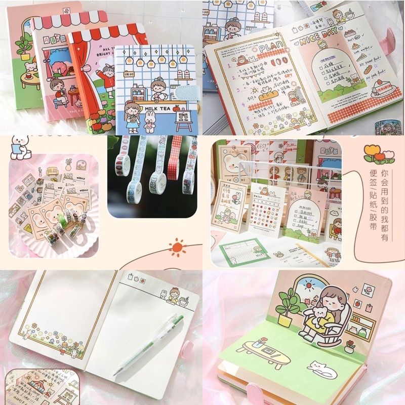 cute diary book set korea ada sticker