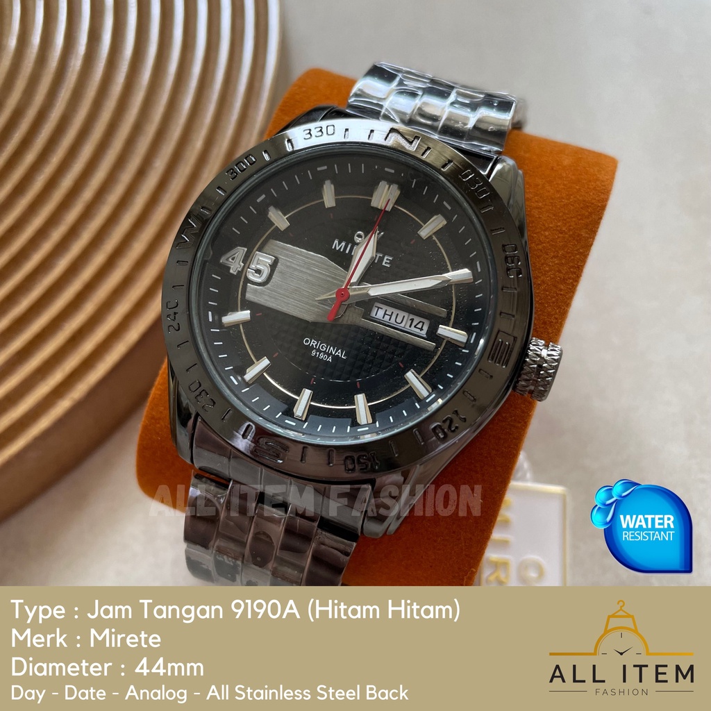 COD✅ Jam Tangan Rantai Pria Mirete Analog 9190A / Arloji / Watch / Tahan Air / Stainless Steel / Jam Tangan Laki Model Mewah