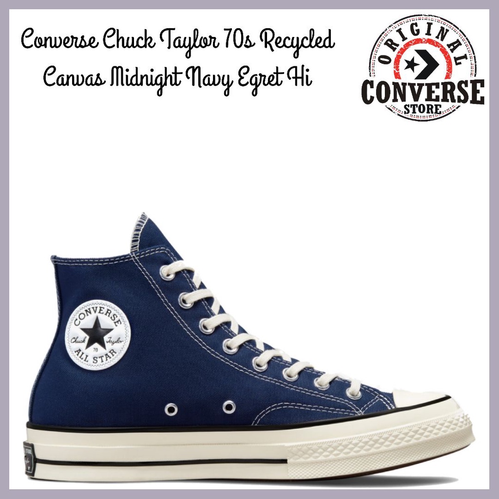 ORIGINAL CONVERSE CHUCK TAYLOR 70s RECYCLED CANVAS MIDNIGHT NAVY EGRET Hi 172676C MENS