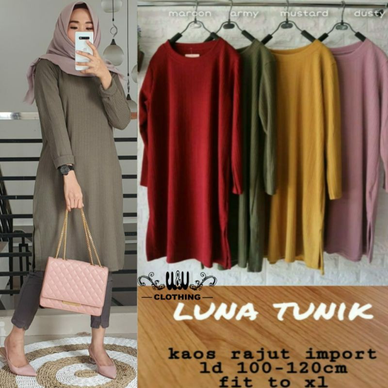 Tunik luna rajut import Terlaris-Terbaru