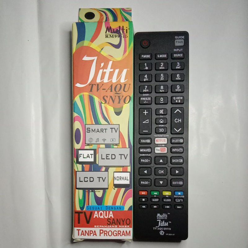 REMOTE TV AQUA SANYO SMART TV LCD/LED NETFLIX YOUTUBE