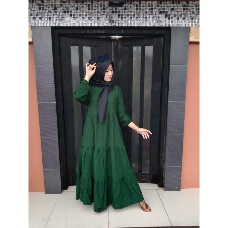 Gamis rayon kerut berjenjang