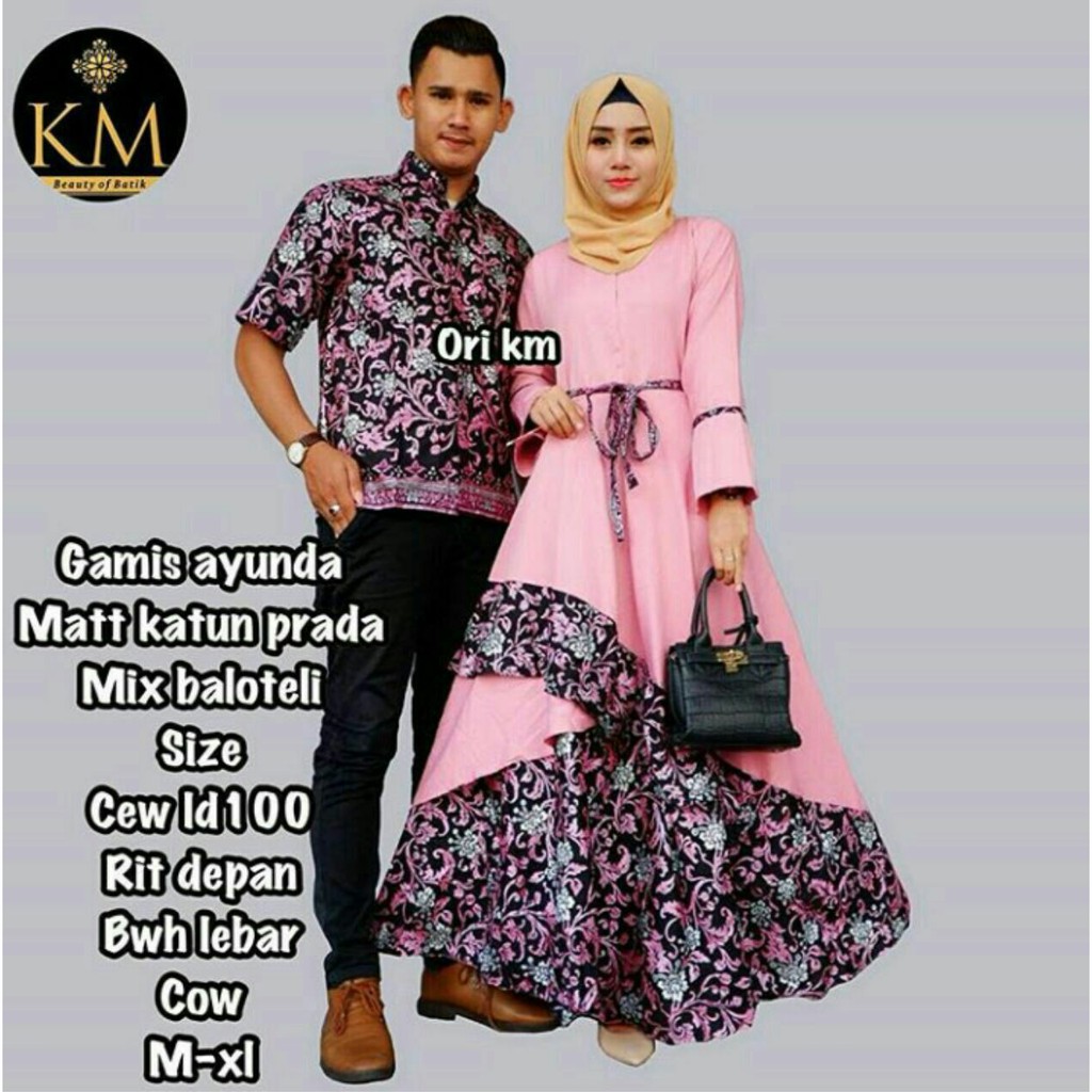 CP003 baju couple DILAN batik gamis ayunda grosir seragam pasangan keluarga