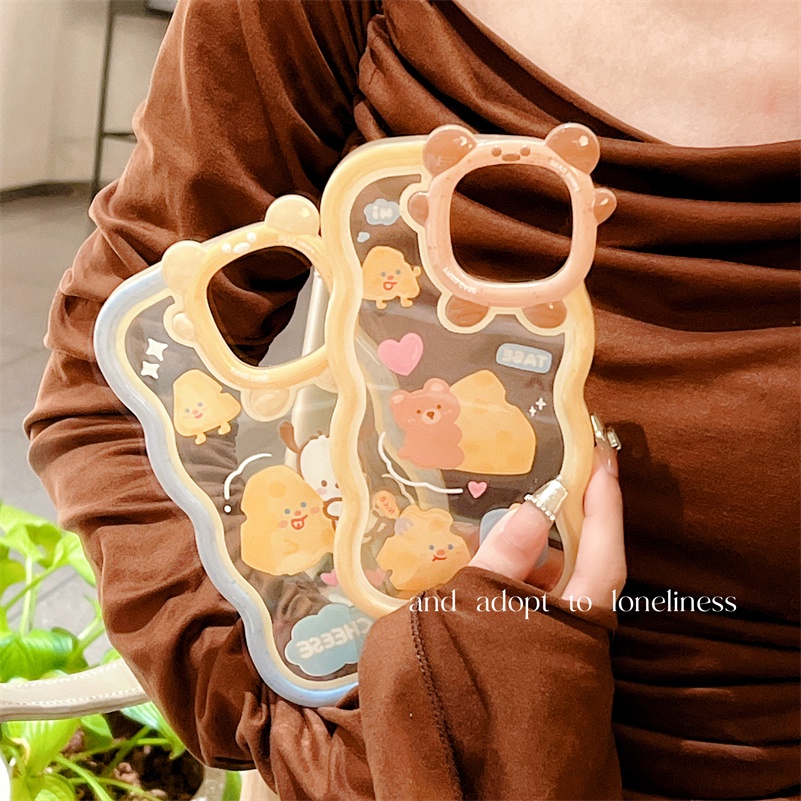 Soft Case Silikon Transparan Motif Kartun Anjing Beruang Untuk iPhone 13 12 11 Pro Max X Xr Xs Max