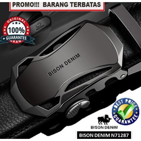 Ikat Pinggang Pria Kulit Asli Bison Denim Original Strap Auto Buckle