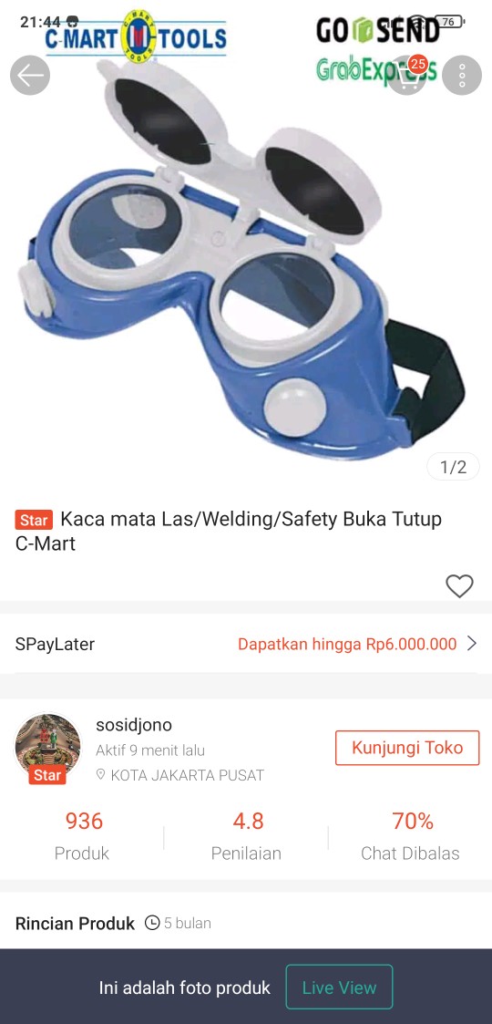Kaca Mata Las/welding/safety Buka Tutup C-mart