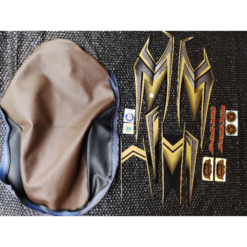 sarung kulit jok dan striping lengkap rx king se gold