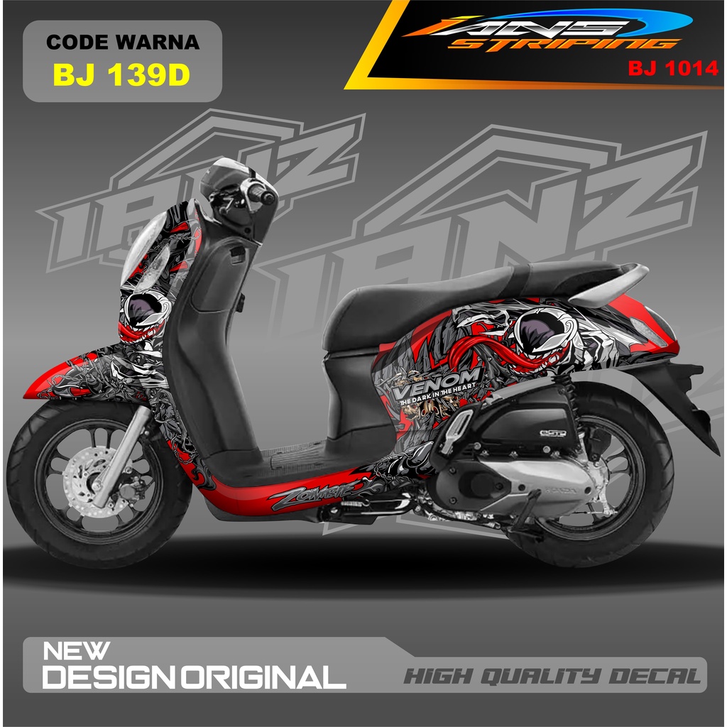 DECAL STIKER SCOOPY VENOM FULL BLOK MOTOR / STICKER DECAL  HONDA SCOOPY FULL BODY / STICKER VARIASI SCOOPY TERBARU  / STICKER SCOOPY