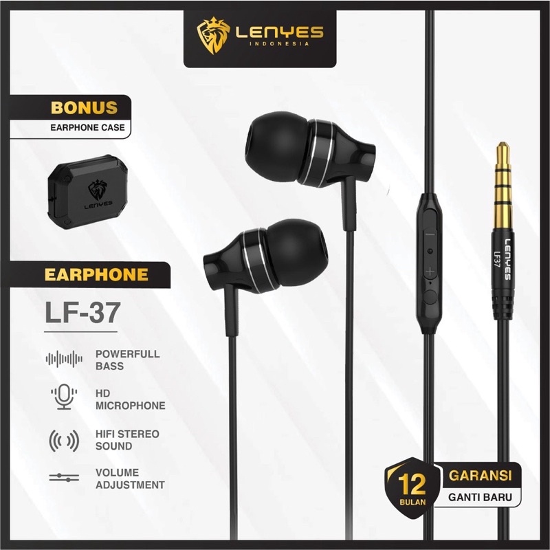 GROSIR HANDSFREE INTERNASIONAL LENYES LF37 BONUS BOX HF ORIGINAL EXTRABASS EARPHONE