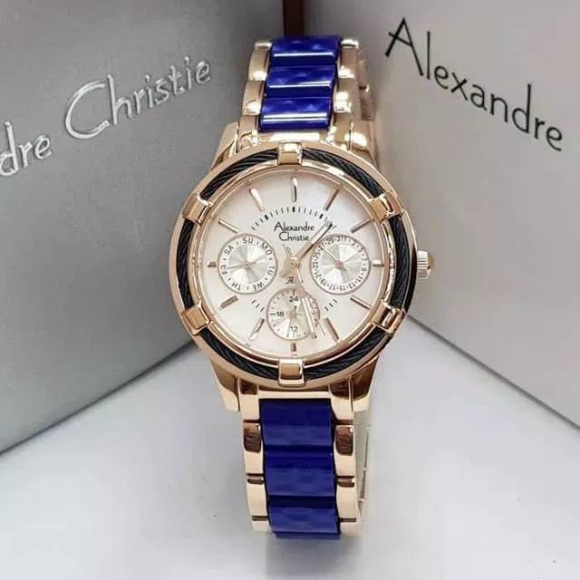 JAM TANGAN CEWEK / WANITA ALEXANDRE CHRISTIE AC 2654 BLUE ROSEGOLD