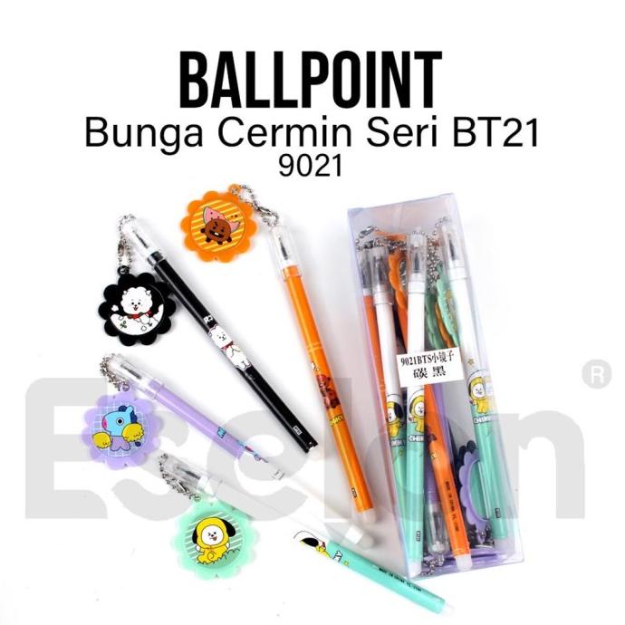 

((((()paling dicari] 12pcs Pulpen Gel Bunga+kaca BT21 9021 / 1pack Pulpen Gel Fancy