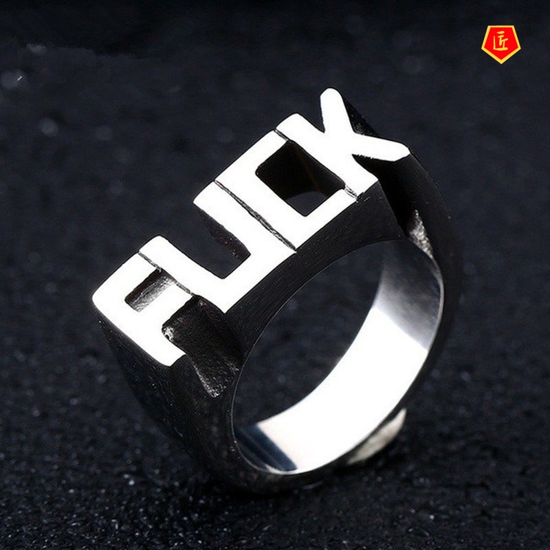 [Ready Stock]Creative Letter Ring Personalized Punk