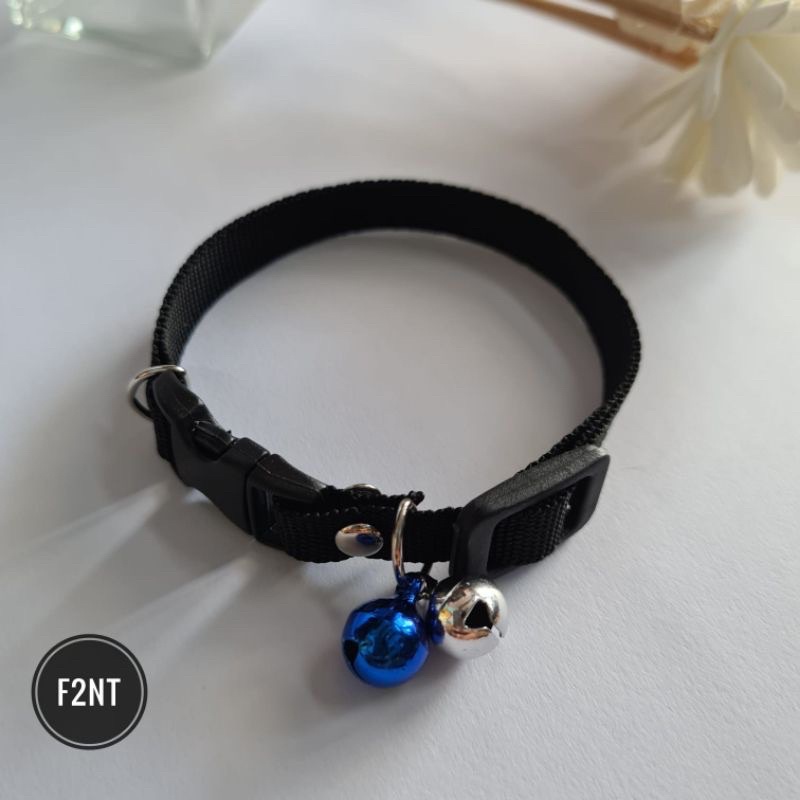 Kalung kucing polos 2 lonceng 10ml bahan tebal