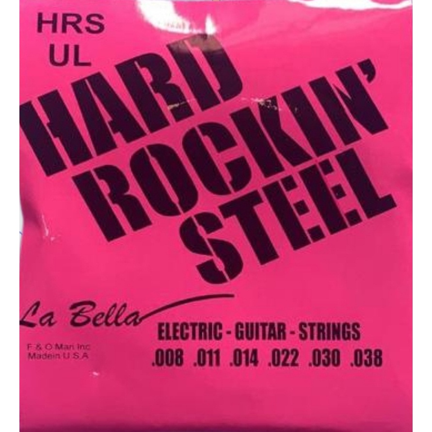 Senar Gitar Elektrik LA BELLA HRS UL LABELLA Hard Rockin' Steel Ultra Light Set 6pcs 0.008 - 0.038 E
