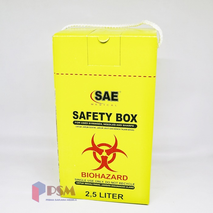 Jual Safety Box 2,5 Liter / Sampah Medis / Limbah Medis / Bio Hazard